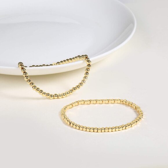 Elegant 14K Gold Plated Stretch Bracelets - Perfect for Any Special Occasion - Picture 4 of 6